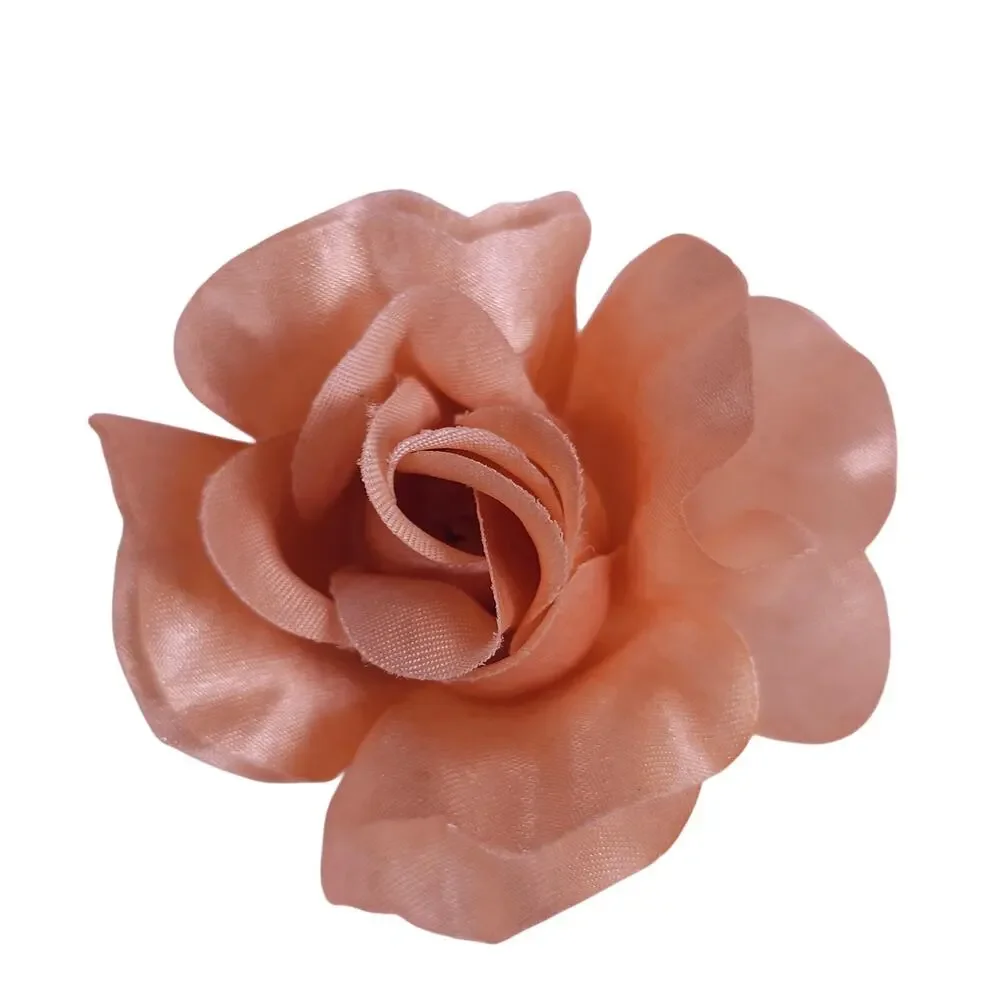 50 Peach Orange Satin Rose Heads Stemless Wedding Floral Craft DIY 2.5in Flowers